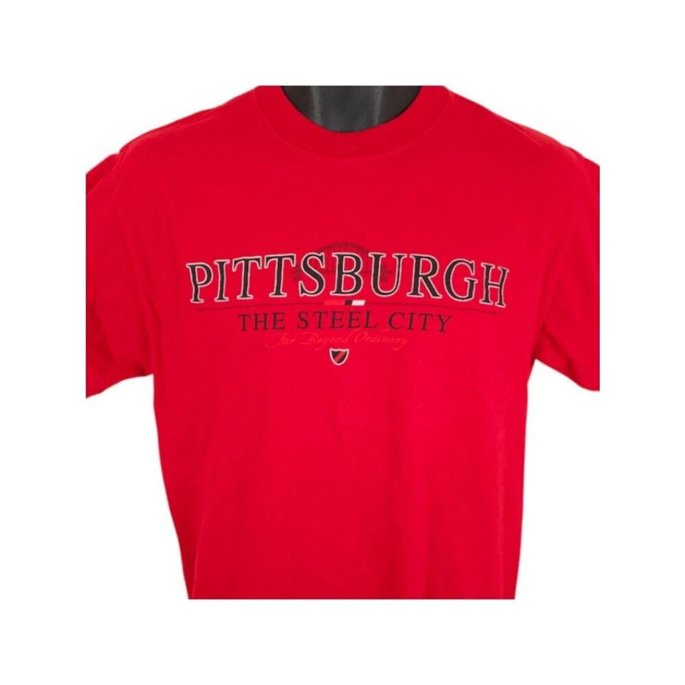 Vintage Pittsburgh T Shirt Mens Size Medium Red 90s Y2K The Steel City